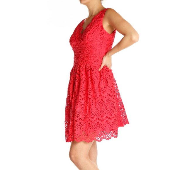 Adrianna papell Pink Lace Bohemian Fit & Flare Dress - Picture 2 of 3